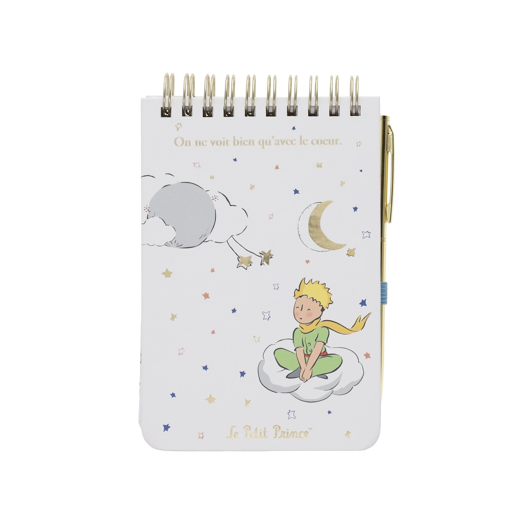 MINI CARNET A SPIRALE ET STYLO LE PETIT PRINCE BLANC