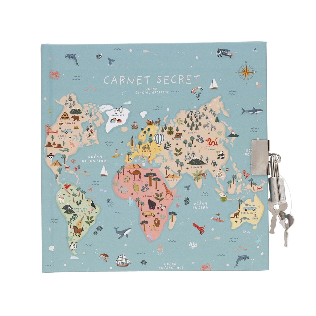 CARNET SECRET CARRE CARTE DU MONDE