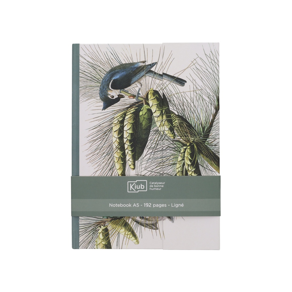 NB LIGNE A5 FERMETURE MAGNETIQUE ENCYCLOPEDIA OISEAUX VERT