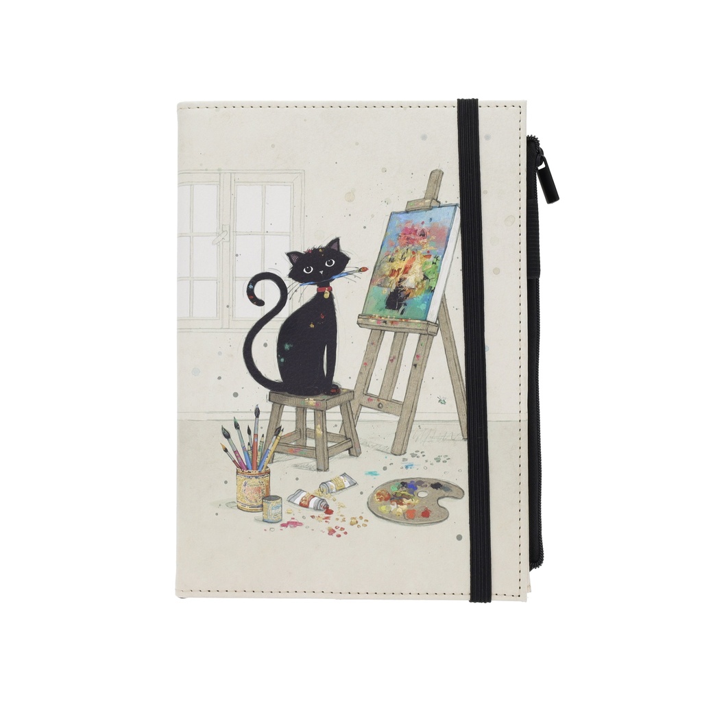 NB LIGNE A5 POCHETTE PU RECYCLE BUG ART CHAT PEINTRE