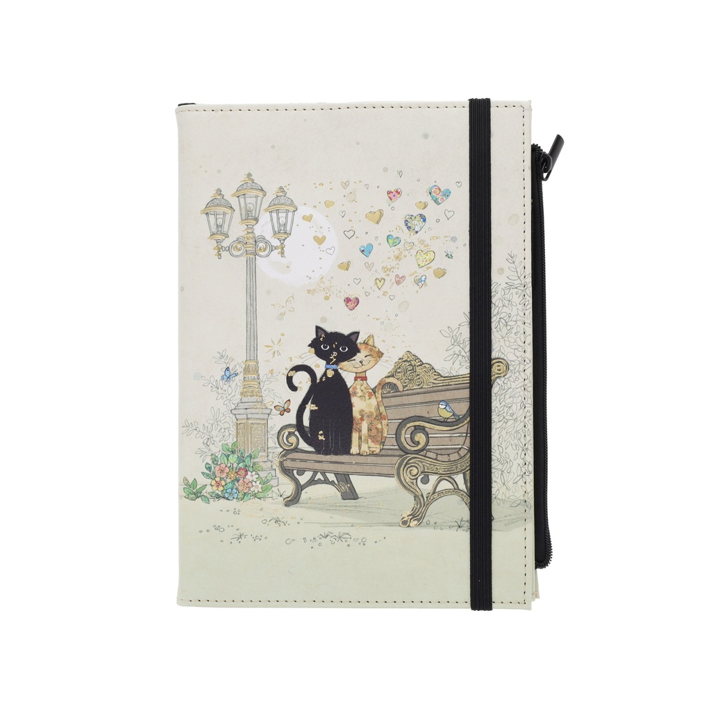 NB LIGNE A5 POCHETTE PU RECYCLE BUG ART COUPLE DE CHATS