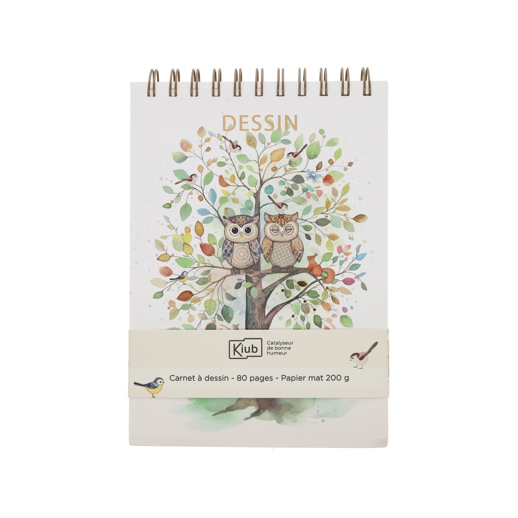 CARNET A DESSIN A5 PORTFOLIO COUPLE DE CHOUETTES