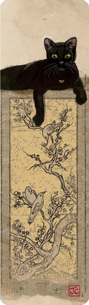 MARQUE PAGES BUG ART CHAT NOIR ALLONGE