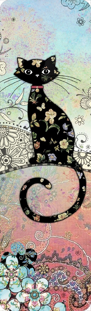 MARQUE PAGES BUG ART BLEU CHAT NOIR
