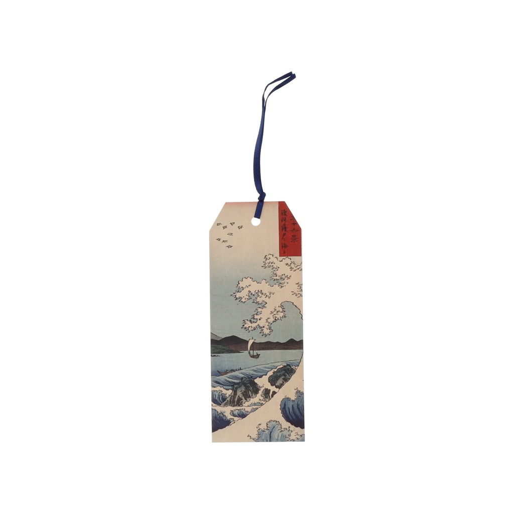 MARQUE PAGES AVEC RUBAN ENCYCLOPEDIA VAGUE JAPONAISE BLEU