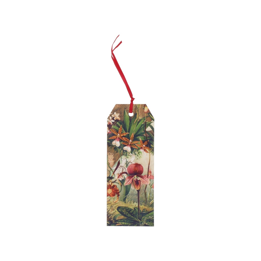 MARQUE PAGES AVEC RUBAN ENCYCLOPEDIA ORCHIDEES ROUGE