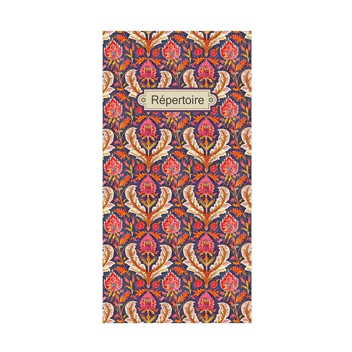 [GTMR007] REPERTOIRE ADRESSES 48 PAGES 21 X 10 CM - PATTERN VIOLET FLEURS ROUGES