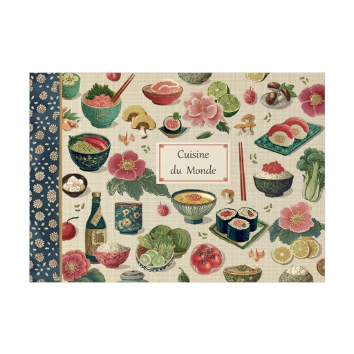 [GTCV034] CAHIER ILLUSTRE 48 PAGES 21 X 15 CM - CUISINE DU MONDE