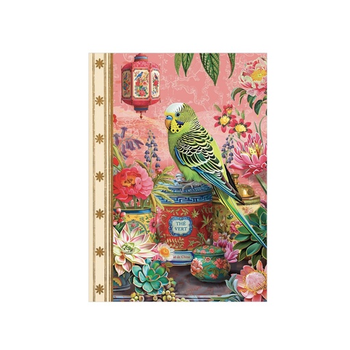 [GTCP039] CARNET MOT DE PASSE 48 PAGES 10 X 15 CM - PERRUCHE BOITE A THE