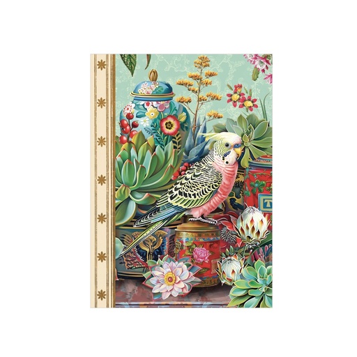 [GTCT028] CARNET DE NOTE 48 PAGES 10,5 X 15 CM - PERRUCHE BOITE A THÉ