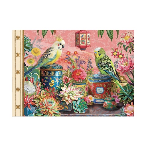 [GTCV037] CAHIER ILLUSTRE 48 PAGES 21 X 15 CM - PERRUCHE BOITE A THE