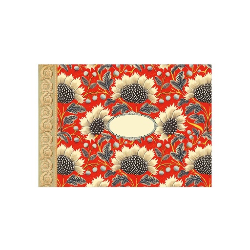 [GTCL003] MINI CAHIER 48 PAGES 15 X 10 CM - PATTERN ROUGE FLEURS NOIRES