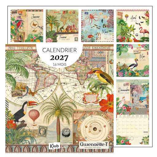 [CALCLA518] CALENDRIER CLASSIQUE 16 MOIS 2027 - GWENAELLE TROLEZ MAPPE MONDE